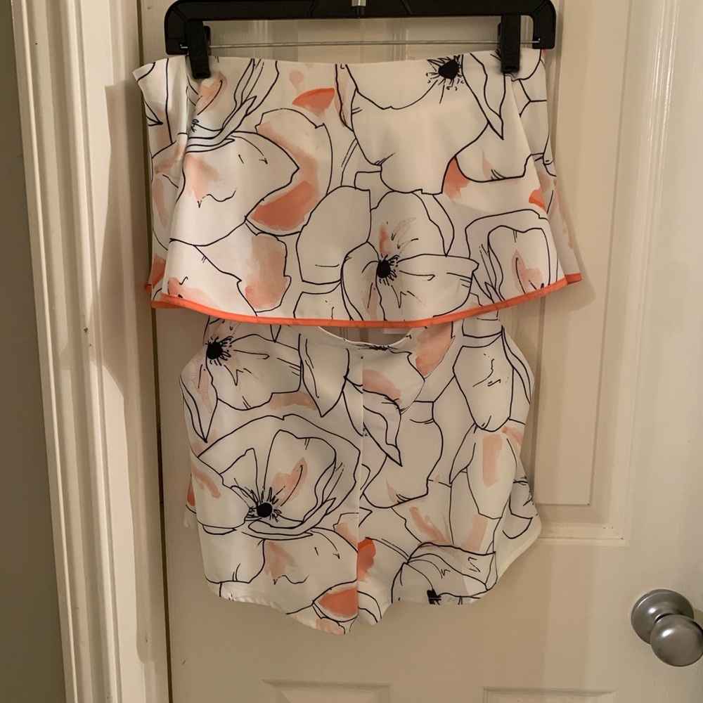 Stylestalker orange and white romper